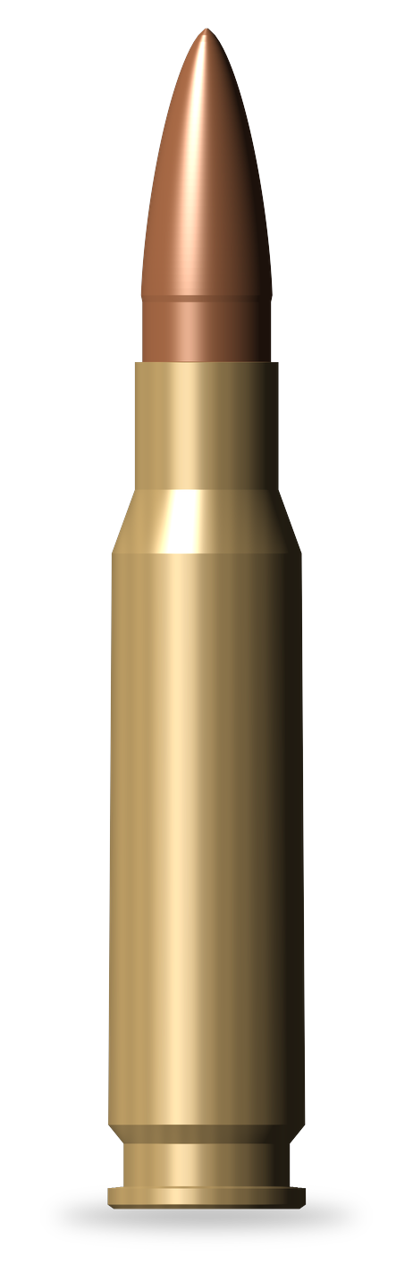 Stratis Bravo .308 Win cartridge, side profile drawn to scale from SAAMI dimensions